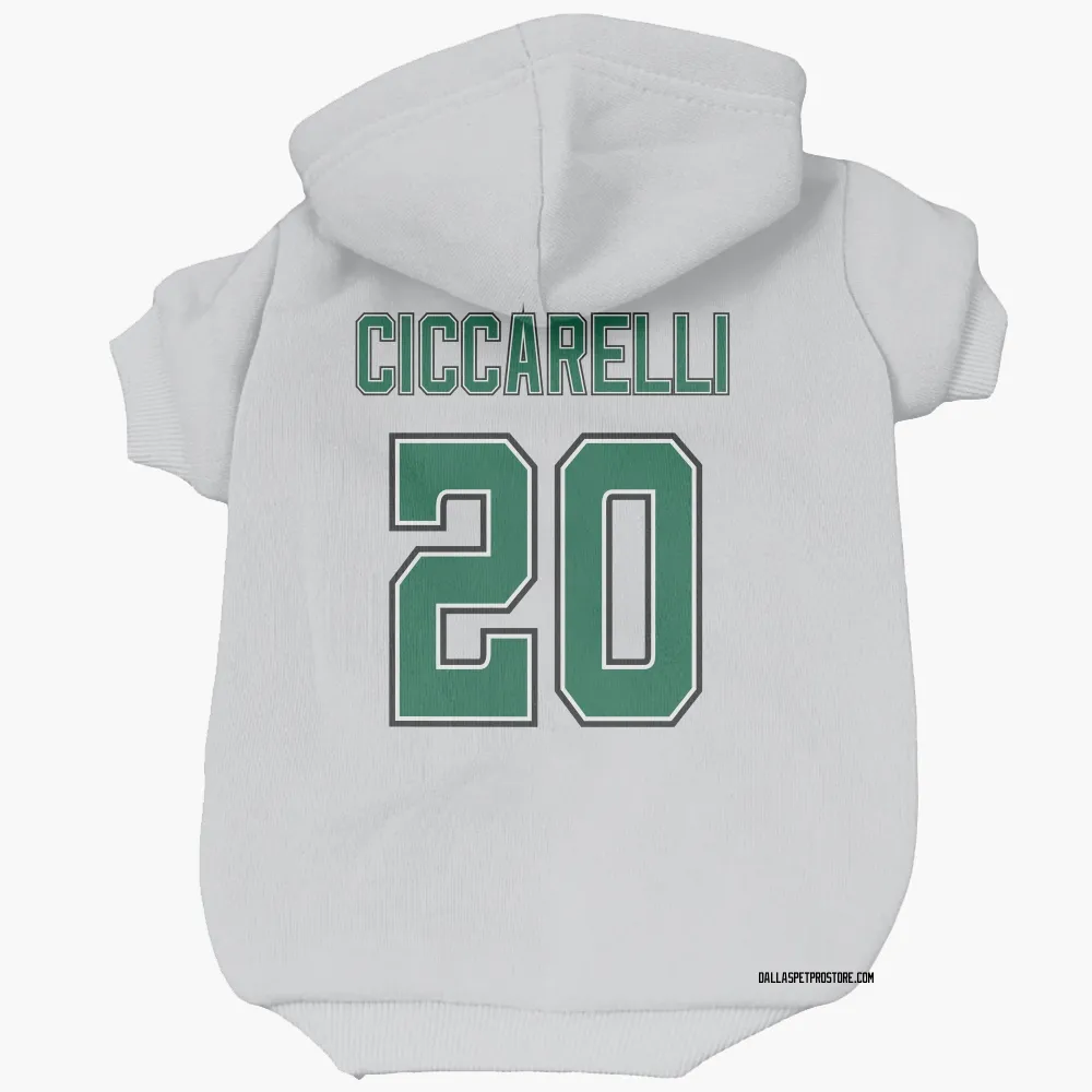 Dallas Stars Dino Ciccarelli White Pet Hoodie for Dog & Cat