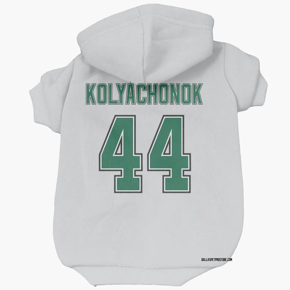Dallas Stars Vladislav Kolyachonok White Pet Hoodie for Dog & Cat